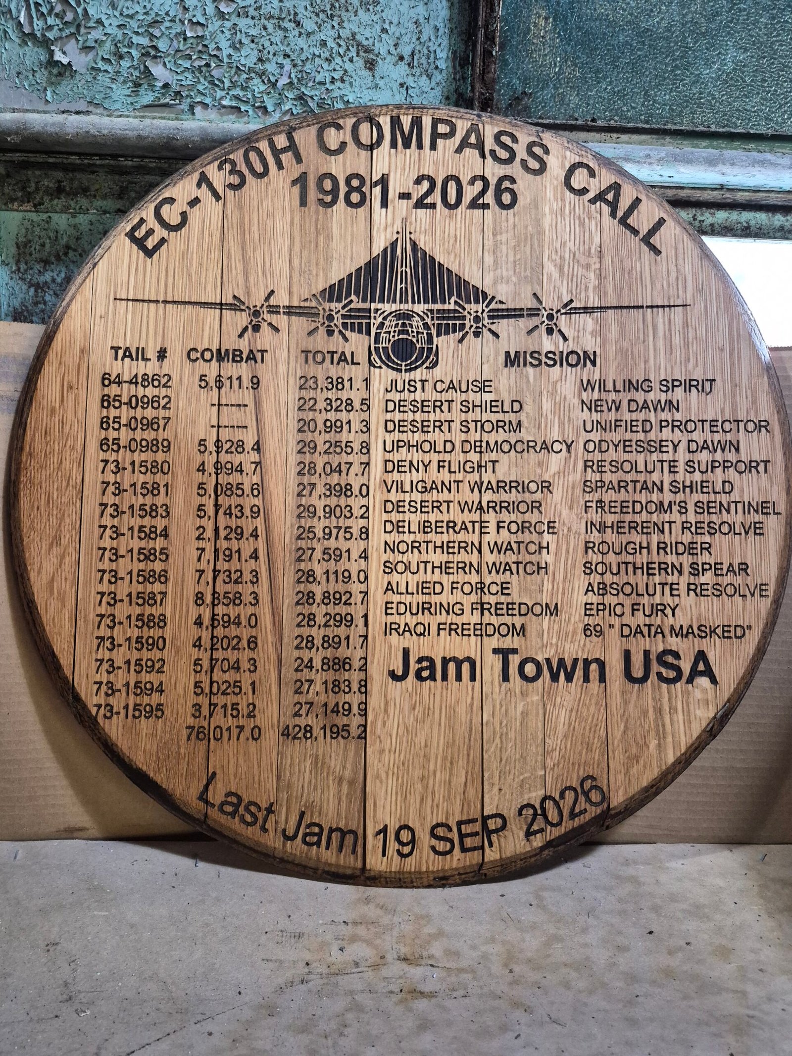 EC-130H COMPASS CALL Barrel Head- Distillery Pickup Only